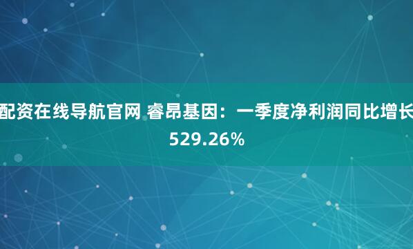 配资在线导航官网 睿昂基因：一季度净利润同比增长529.26%